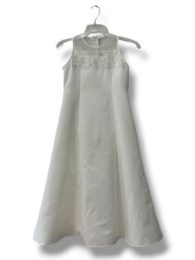 Cherish Ivory Scalloped Communion Flower Girl Dress 8.5 Formal Elegant